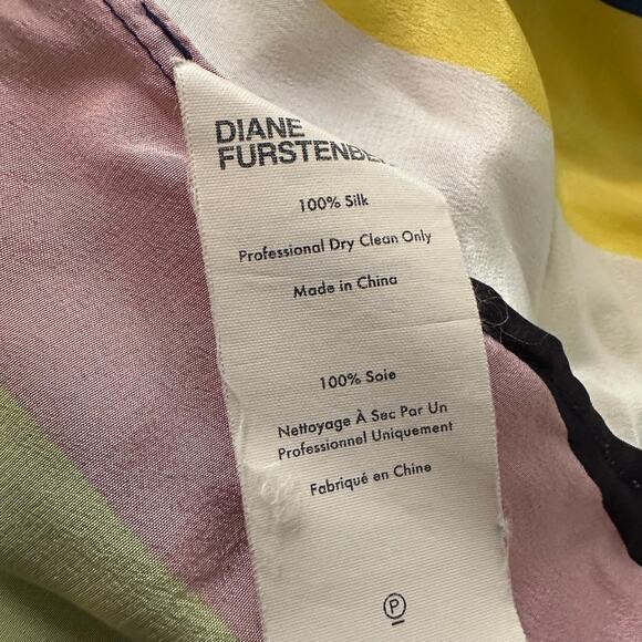 Diane Von Furstenberg multicolor striped silk wrap sleeveless top size M - Picture 7 of 12